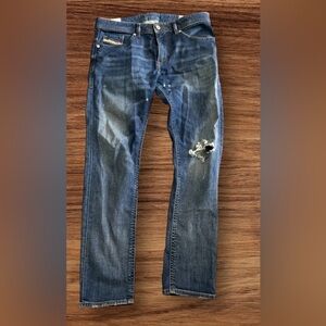 Diesel Jeans Thommer Size 32x30 Blue Distressed Italy Skinny Slim Men